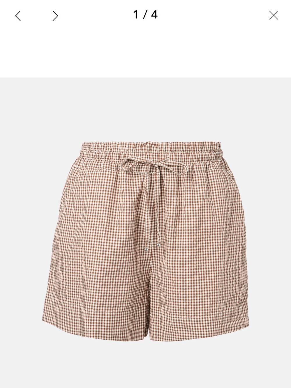 Veronica Beard Tan Gingham Drawstring Shorts